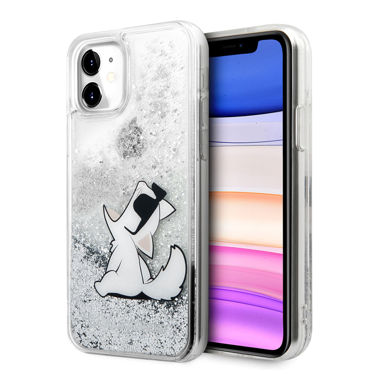 Karl Lagerfeld iPhone 11 Kılıf Sıvılı Simli Choupette Fun Dizayn Kapak - 1 Karl Lagerfeld iPhone 11 Kılıf Sıvılı Simli Choupette Fun Dizayn Kapak - 1